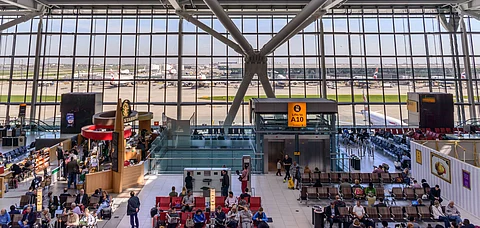 Passengers waiting at the Heathrow Airport, London