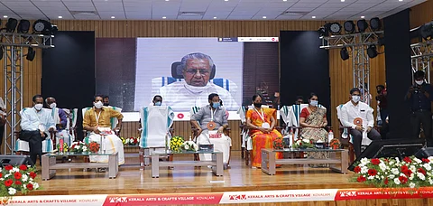 Kerala CM Pinarayi Vijayan addressing the event through teleconferencing