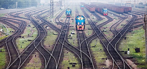 Train tracks make a beautiful zig-zag pattern