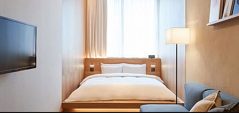 Interiors of a room at the MUJI hotel in Ginza