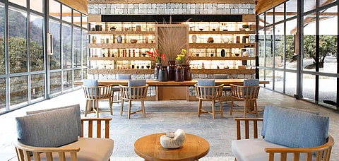 The reception area at the Taj Rishikesh Resort & Spa
