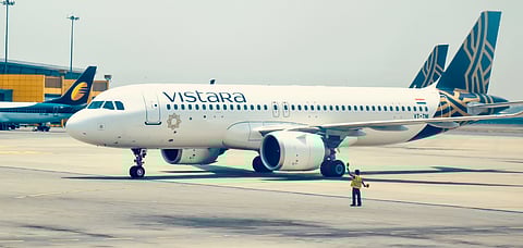 Air Vistara flight at Delhi International Airport