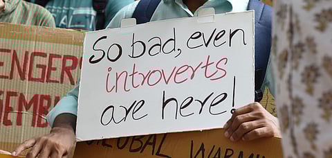 A young protestor near Lodhi Garden