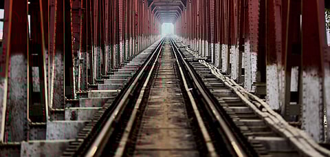 Railway track on the bridge