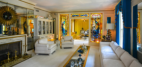 The living room in Elvis Presley's Graceland mansion