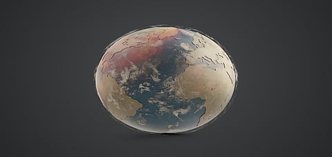 A 3D illustration of a dried up Earth