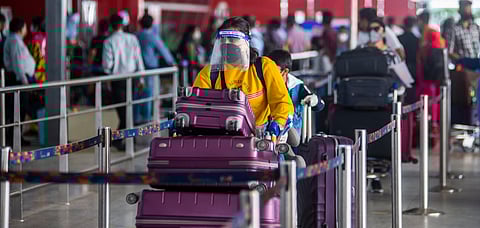 At the New Delhi airport where flights have resumed after the lockdown