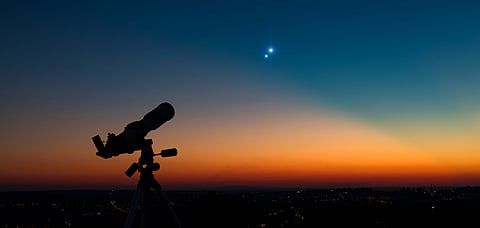Representative image Jupiter and Saturn together in the evening sky