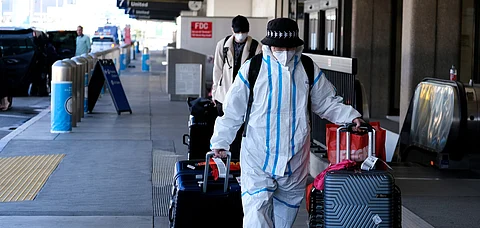 A traveller at an airport
