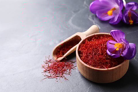 Dried saffron and crocus flower