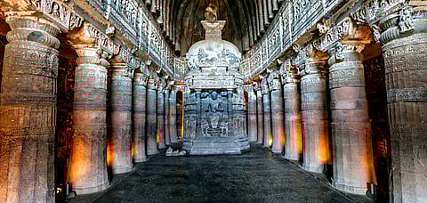 Ajanta Caves are located near Aurangabad in Maharashtra