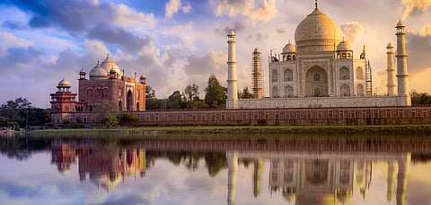 A sunset view of the Taj Mahal