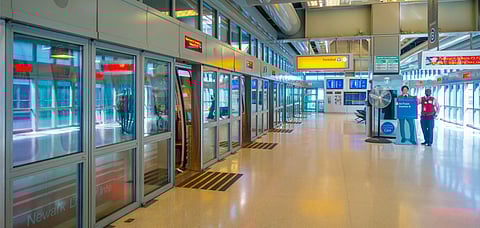 The empty revision visa huts at the International Airport, Delhi