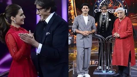 1.അമിതാഭ് ബച്ചൻ കൃതിസനോണിനൊപ്പമുള്ള ഫോട്ടോ 2. ജാവേദ് അക്തർ,ഫർഹാൻ അക്തർ എന്നിവർക്കൊപ്പം ബച്ചൻ