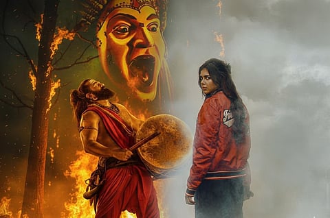 'കാന്താര'യിൽ ഋഷഭ് ഷെട്ടിയിൽ 'ലോക:'യിൽ കല്യാണി പ്രിയദർശനും. പോസ്റ്ററുകൾ എഐ ഉപയോഗിച്ച് സംയോജിപ്പിച്ചത്