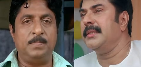 കഥ പറയുമ്പോൾ എന്ന സിനിമയിൽ ശ്രീനിവാസനും മമ്മൂട്ടിയും