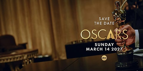 2027-ലെ ഓസ്കർ തീയതി പ്രഖ്യാപിച്ചുകൊണ്ട് മോഷന് പിക്ചര് ആര്ട്സ് ആന്ഡ് സയന്സസ് പുറത്തിറക്കിയ പോസ്റ്റർ