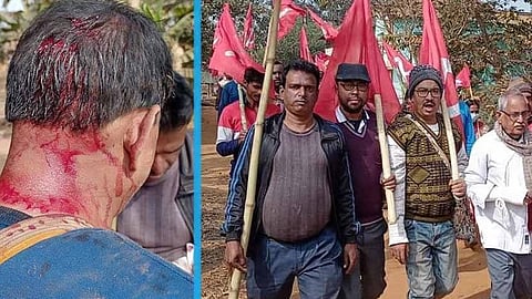 আহত এক বাম কর্মী ও মিছিল