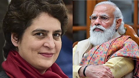 প্রিয়াঙ্কা গান্ধী ও প্রধানমন্ত্রী নরেন্দ্র মোদী