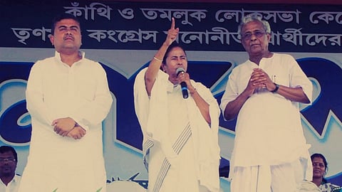 শুভেন্দু অধিকারী, মমতা বন্দ্যোপাধ্যায় ও শিশির অধিকারী