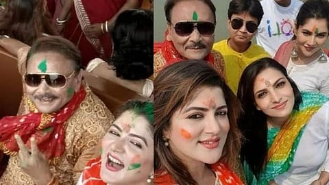 তৃণমূল বিজেপি প্রার্থীদের দোলের সেলফি