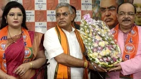 দিলীপ ঘোষের সঙ্গে শোভন চট্টোপাধ্যায় ও বৈশাখী বন্দ্যোপাধ্যায়