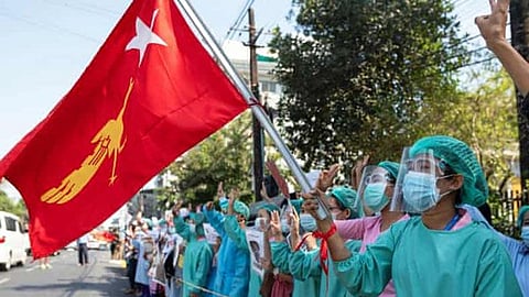 মায়ানমারে জুন্টা বিরোধী বিক্ষোভ