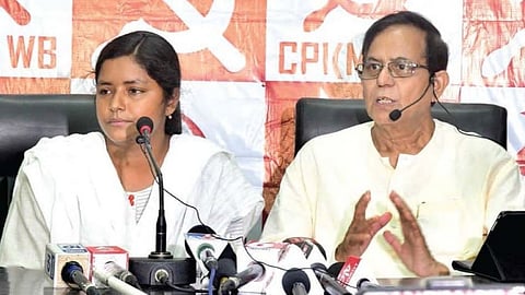 সাংবাদিক সম্মেলনে মহম্মদ সেলিম ও মীনাক্ষী মুখার্জি