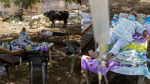 নিম গাছের নিচেই চলছে চিকিৎসা