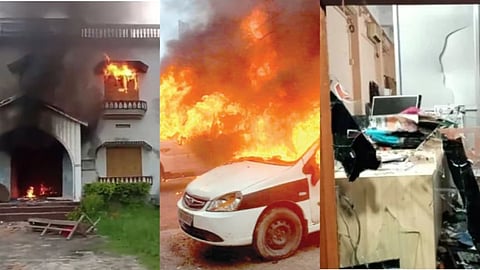 জ্বলছে বাড়ি-গাড়ি,   ক্ষতিগ্রস্থ অফিস