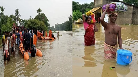 জলবন্দি দুই মেদিনীপুরের বিস্তীর্ণ এলাকা - পানীয় জলের সংকট চরমে, মিলছে না ওষুধ