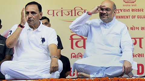 স্বরাষ্ট্রমন্ত্রী অমিত শাহ ও প্রাক্তন মুখ্যমন্ত্রী বিজয় রূপানি