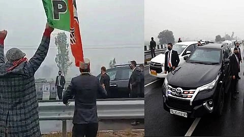 প্রধানমন্ত্রীর গাড়ি পাশেই স্লোগান বিজেপি কর্মীদের
