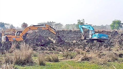 চলছে ভেড়ি তৈরির কাজ