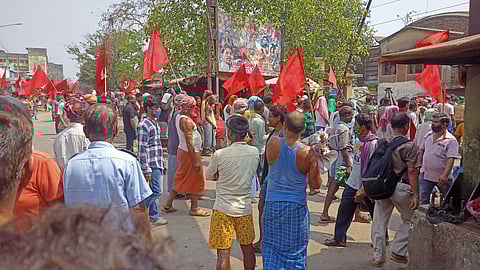 ধর্মঘটের দ্বিতীয় দিনে কলকাতার পোস্তায় সভা