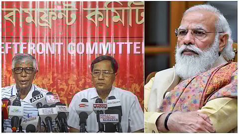 সাংবাদিক সম্মেলনে ত্রিপুরা বামফ্রন্ট কমিটি  এবং প্রধানমন্ত্রী নরেন্দ্র মোদী