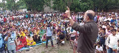 গণ কনভেনশনে বলছেন বিকাশ ভট্টাচার্য