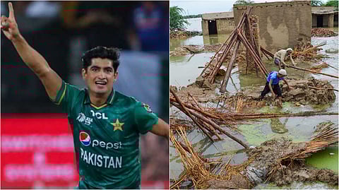 পাকিস্তানে বন্যার্তদের সাহায্যে জোড়া ছক্কা হাঁকানো ব্যাট নিলামে তুলছেন ক্রিকেটার নাসিম শাহ