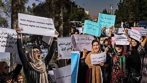 আন্দোলনরত আফগান মহিলা