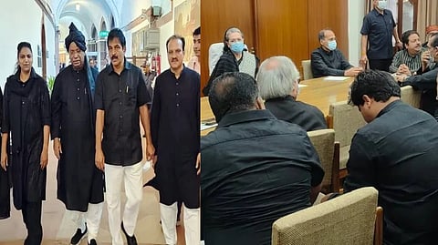 কালো পোশাকে কংগ্রেস সাংসদরা