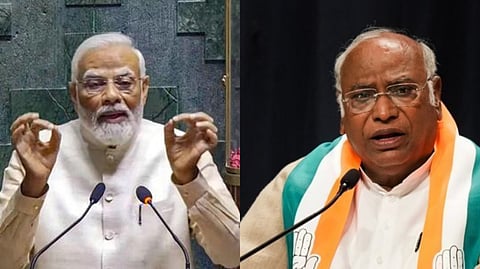 প্রধানমন্ত্রী নরেন্দ্র মোদি এবং মল্লিকার্জুন খাড়গে