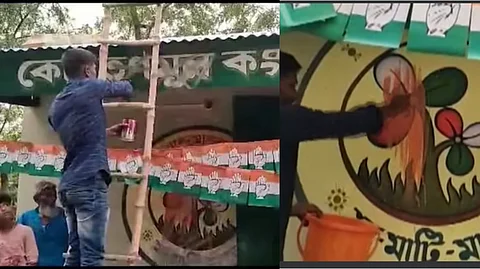 বীরভূমে তৃণমূলের পার্টি অফিস দখল কংগ্রেসের