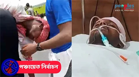 গুলিবিদ্ধ মনসুর আলম (বামদিকে), হাসপাতালে শেষ অবস্থায়(ডানদিকে)