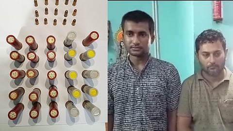 উদ্ধার হওয়া গুলি এবং দুই ধৃত