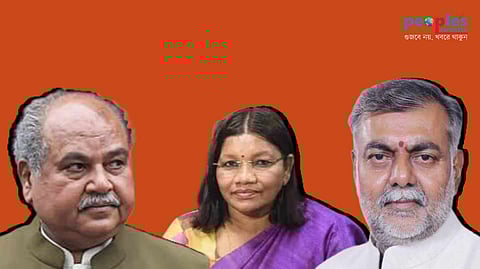 নরেন্দ্র সিং তোমার, রেণুকা সিং সারুটা এবং প্রহ্লাদ সিং প্যাটেল (বাম দিক থেকে)