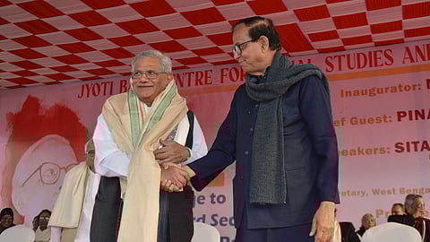 জ্যোতি বসু সেন্টার ফর সোশ্যাল স্টাডিজ এন্ড রিসার্চ ভবনের ভিত্তিপ্রস্তর স্থাপনের মঞ্চে