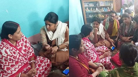 সন্দেশখালিতে মীনাক্ষী মুখার্জি ও ধ্রুবজ্যোতি সাহা