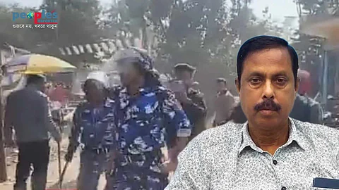 এলাকায় বিশাল পুলিশ বাহিনী