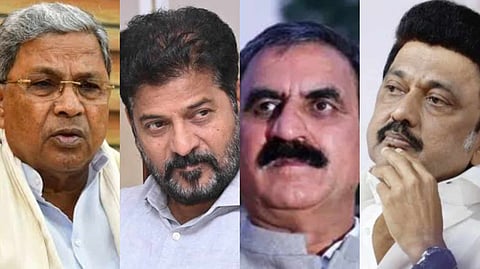 সিদ্দারামাইয়া, রেভান্থ রেড্ডি, সুখবিন্দর সুখু এবং এম কে স্ট্যালিন (বামদিক থেকে)
