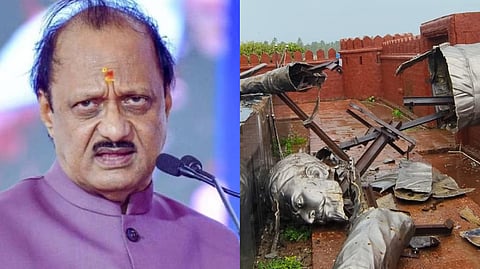 শিবাজি মূর্তি ভেঙে পড়ার প্রতিবাদে অজিত পাওয়ার